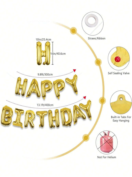 Shein Globos de aluminio con letras de feliz cumpleaños, decoraciones para fiestas con inflador y cuerdas, 16" - Quierox - Tienda Online