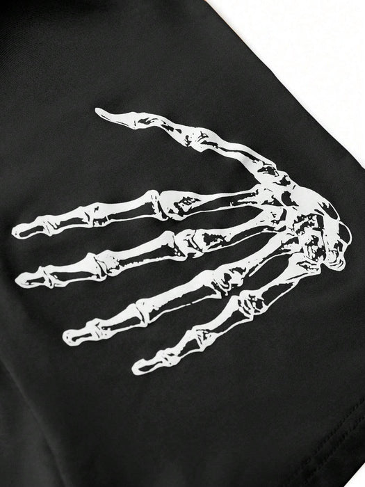 SHEIN Glyssa Leggings Cortos Con Estampado De Calaveras Y Palmeras Para Mujer - Quierox - Tienda Online