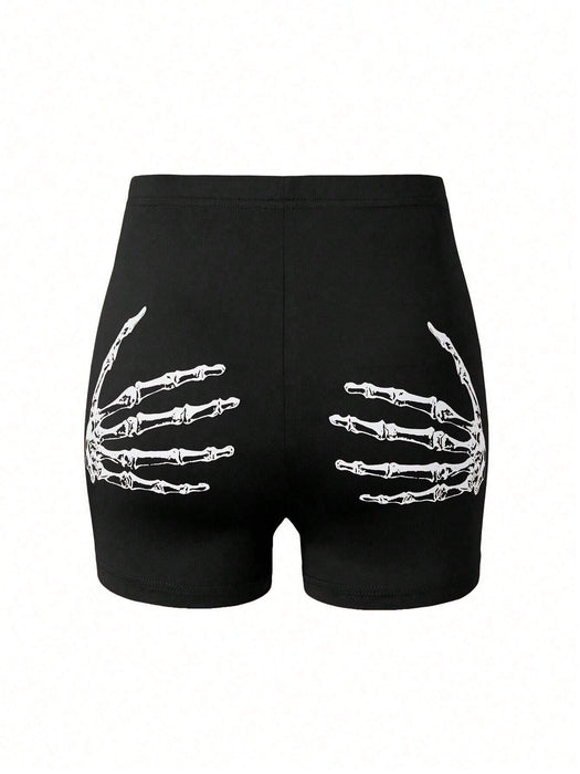 SHEIN Glyssa Leggings Cortos Con Estampado De Calaveras Y Palmeras Para Mujer - Quierox - Tienda Online