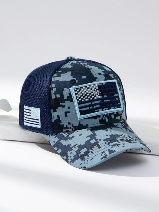 Shein Gorra de malla con bandera bordada para hombre, cierre de velcro, estilo urbano - Quierox - Tienda Online