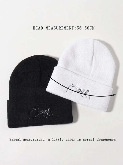 Shein Gorro con puños bordados con gestos para hombre, 2 piezas - Quierox - Tienda Online