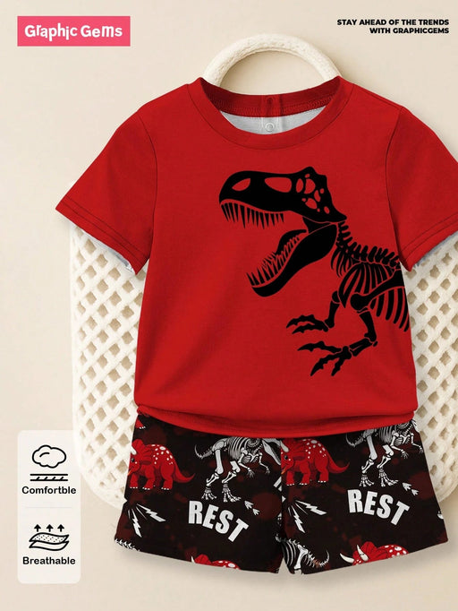 Shein GraphicGems Conjunto para bebé niño: camiseta y pantalón corto con estampado - Quierox - Tienda Online