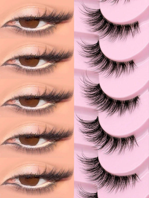 SHEIN GROINNEYA 9 pares de pestañas postizas de ojo de gato con banda transparente - Quierox - Tienda Online