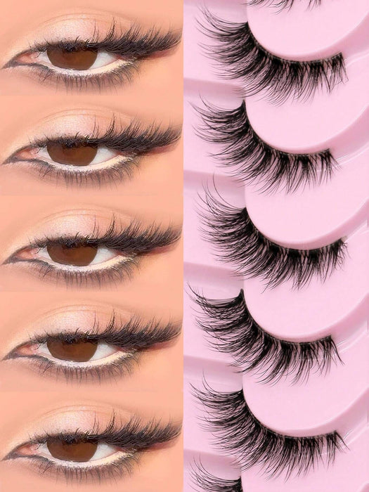 SHEIN GROINNEYA 9 pares de pestañas postizas de ojo de gato con banda transparente - Quierox - Tienda Online