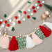 Shein Guirnalda de borlas navideñas y guirnaldas de pompones rojos, blancos, verdes y marrones para colgar en la pared - Quierox - Tienda Online