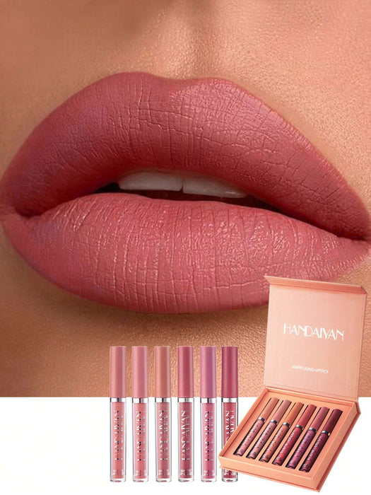 SHEIN HANDAIYAN - Juego de 6 brillos labiales mate, resistentes al agua y antiadherentes - Quierox - Tienda Online