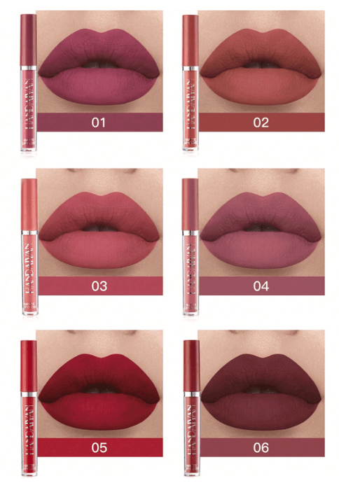 SHEIN HANDAIYAN - Juego de 6 brillos labiales mate, resistentes al agua y antiadherentes - Quierox - Tienda Online