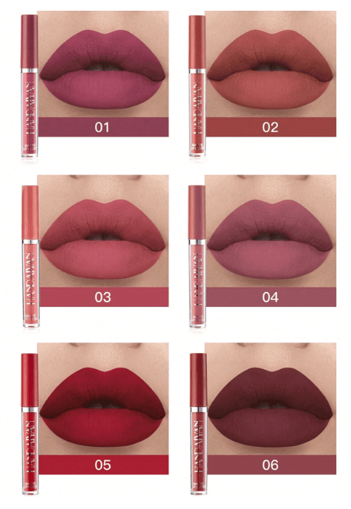 SHEIN HANDAIYAN - Juego de 6 brillos labiales mate, resistentes al agua y antiadherentes - Quierox - Tienda Online