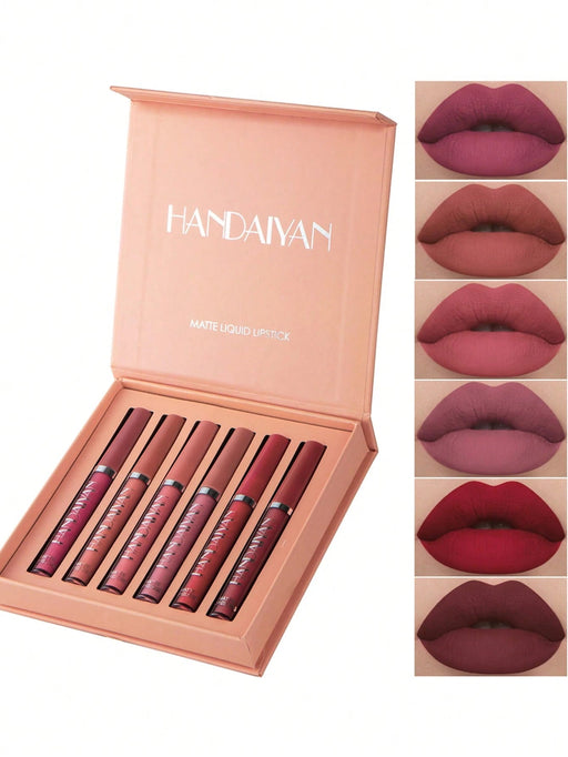 SHEIN HANDAIYAN - Juego de 6 brillos labiales mate, resistentes al agua y antiadherentes - Quierox - Tienda Online