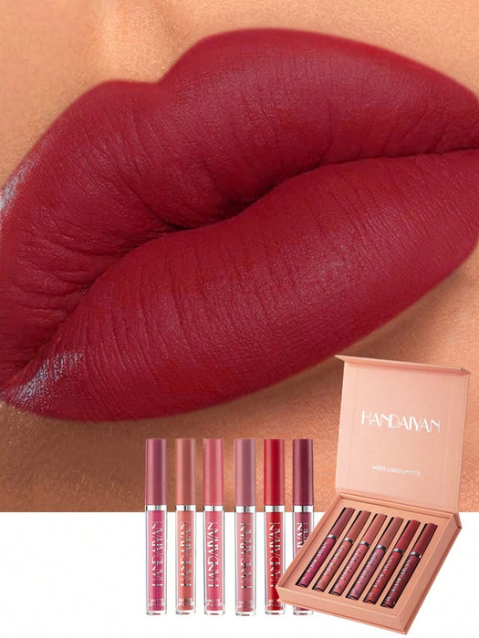 SHEIN HANDAIYAN - Juego de 6 brillos labiales mate, resistentes al agua y antiadherentes - Quierox - Tienda Online