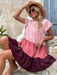 SHEIN Holidaya Vestido smock de color combinado de manga con volante bajo - Quierox - Tienda Online