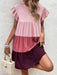 SHEIN Holidaya Vestido smock de color combinado de manga con volante bajo - Quierox - Tienda Online