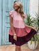 SHEIN Holidaya Vestido smock de color combinado de manga con volante bajo - Quierox - Tienda Online