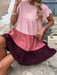 SHEIN Holidaya Vestido smock de color combinado de manga con volante bajo - Quierox - Tienda Online