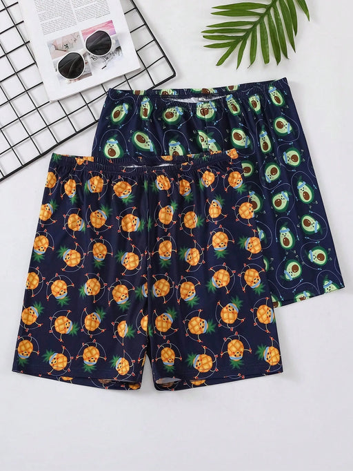 Shein Hombres 2 piezas Shorts de dormir con estampado de cintura elástica - Quierox - Tienda Online