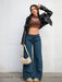 SHEIN ICON Jeans de color liso, estilo casual y versátil de pierna ancha con bolsillos - Quierox - Tienda Online
