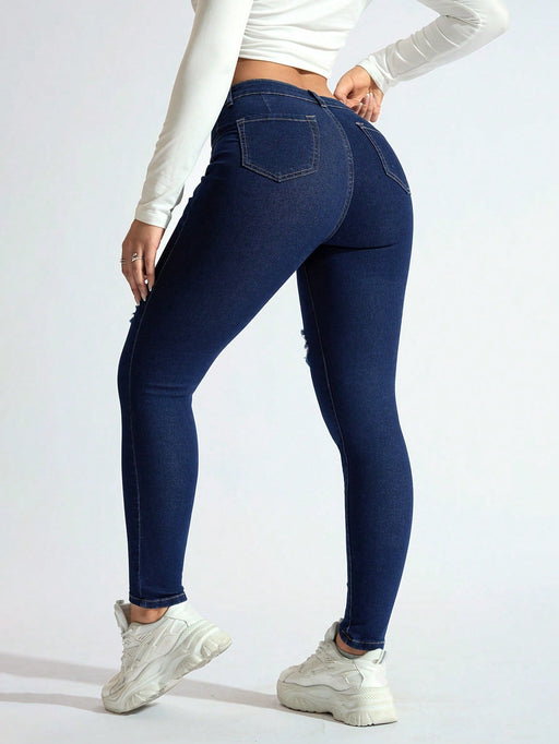 SHEIN ICON Pantalones vaqueros casuales y versátiles para mujer - Quierox - Tienda Online