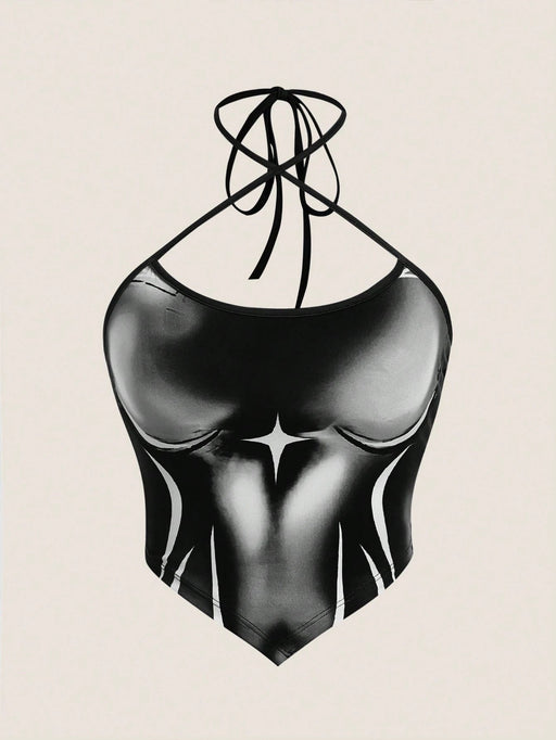 SHEIN ICON Top Halter Descubierto Y2k Con Lazo En La Parte Trasera - Quierox - Tienda Online