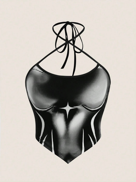 SHEIN ICON Top Halter Descubierto Y2k Con Lazo En La Parte Trasera - Quierox - Tienda Online