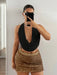 SHEIN ICON Top sexy sin mangas con cuello drapeado, espalda descubierta, liso y anudado al cuello - Quierox - Tienda Online