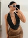 SHEIN ICON Top sexy sin mangas con cuello drapeado, espalda descubierta, liso y anudado al cuello - Quierox - Tienda Online