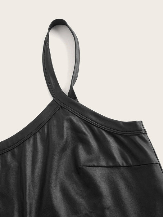 SHEIN ICON Top tipo Camisola de piel sintética lisa en talla grande - Quierox - Tienda Online