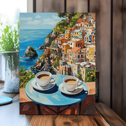 Shein Impresión artística de espresso italiano, póster de Positano de la costa de Amalfi, regalo para amantes del café 35"*50"*1.5" - Quierox - Tienda Online