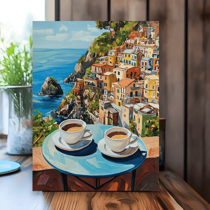 Shein Impresión artística de espresso italiano, póster de Positano de la costa de Amalfi, regalo para amantes del café 35"*50"*1.5" - Quierox - Tienda Online
