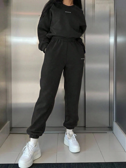 SHEIN INAWLY 2 piezas Conjunto de sudadera y pantalón de chándal casual - Quierox - Tienda Online