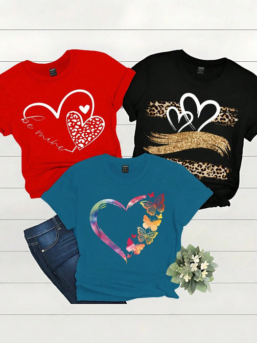 SHEIN INAWLY 3 piezas Camiseta de mujer con combinación de estampado de leopardo - Quierox - Tienda Online