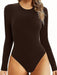 SHEIN INAWLY Body de mujer de unicolor, cuello redondo, hombros regulares - Quierox - Tienda Online