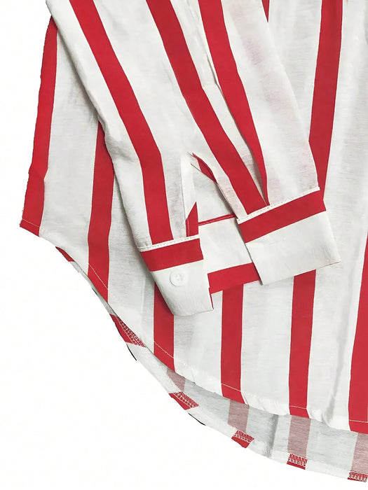 SHEIN INAWLY Camisa de mujer, holgada con hombros caídos, botones y doble bolsillo - Quierox - Tienda Online