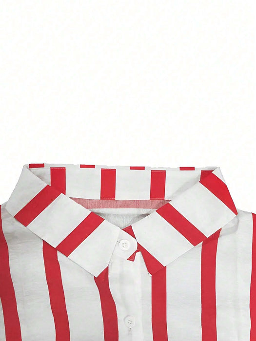 SHEIN INAWLY Camisa de mujer, holgada con hombros caídos, botones y doble bolsillo - Quierox - Tienda Online