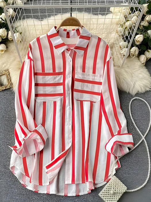 SHEIN INAWLY Camisa de mujer, holgada con hombros caídos, botones y doble bolsillo - Quierox - Tienda Online