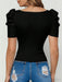 SHEIN INAWLY Camiseta ajustada y sexy de cuello bajo con botones metálicos y mangas abullonadas - Quierox - Tienda Online