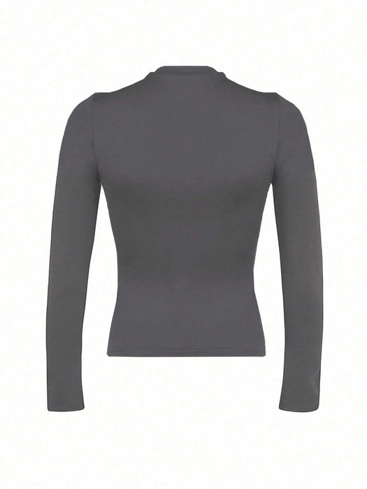 Shein INAWLY Camiseta casual de manga larga y cuello redondo lisa para mujer - Quierox - Tienda Online