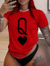 SHEIN INAWLY Camiseta casual de mujer con estampado de carta de póquer - Quierox - Tienda Online