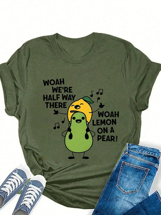 SHEIN INAWLY Camiseta de manga corta con estampado de dibujos animados - Quierox - Tienda Online