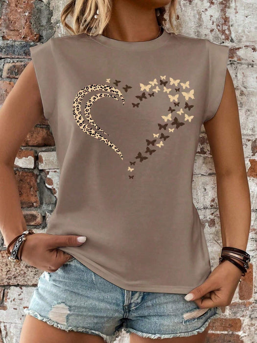 SHEIN INAWLY Camiseta de verano para mujer, versátil, con estampado de corazones - Quierox - Tienda Online