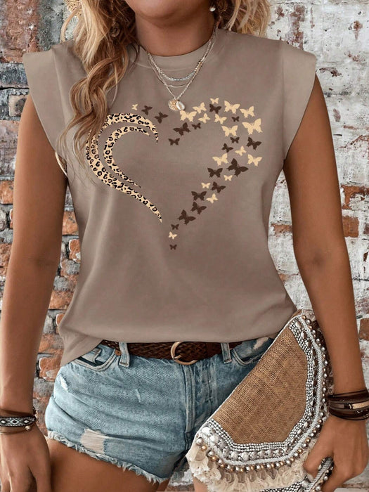 SHEIN INAWLY Camiseta de verano para mujer, versátil, con estampado de corazones - Quierox - Tienda Online