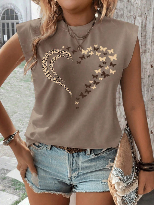 SHEIN INAWLY Camiseta de verano para mujer, versátil, con estampado de corazones - Quierox - Tienda Online