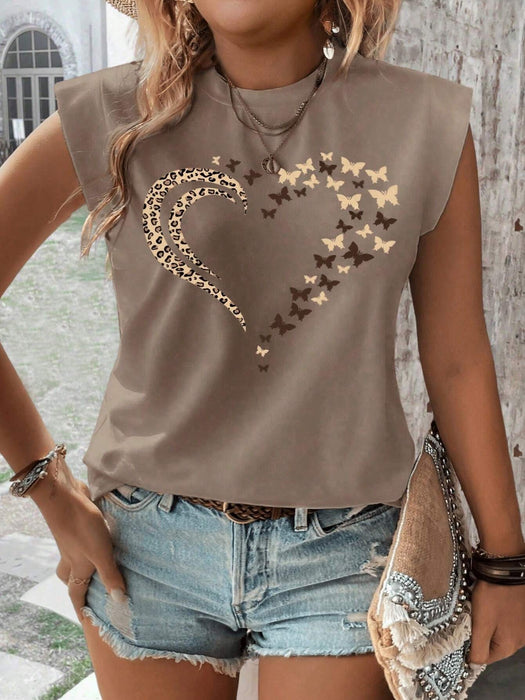 SHEIN INAWLY Camiseta de verano para mujer, versátil, con estampado de corazones - Quierox - Tienda Online