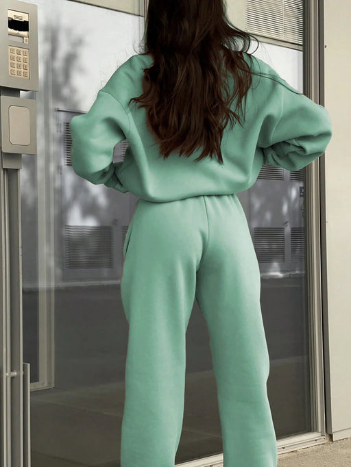 SHEIN INAWLY Conjunto de sudadera con cremallera media y pantalones jogger para mujer - Quierox - Tienda Online