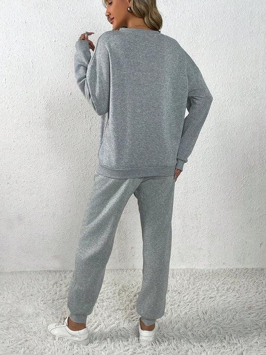SHEIN INAWLY Pantalones deportivos con sudadera con estampado de corazón - Quierox - Tienda Online