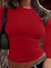 Shein INAWLY Solva Camiseta de manga larga y cuello redondo de unicolor - Quierox - Tienda Online