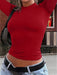 Shein INAWLY Solva Camiseta de manga larga y cuello redondo de unicolor - Quierox - Tienda Online