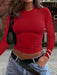 Shein INAWLY Solva Camiseta de manga larga y cuello redondo de unicolor - Quierox - Tienda Online