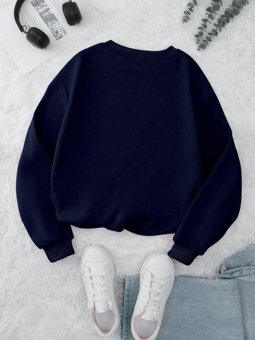 SHEIN INAWLY Sudadera con forro térmico con diseño de letras, tops de manga larga - Quierox - Tienda Online