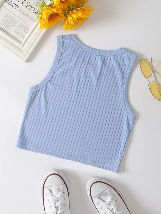 SHEIN INAWLY Top de punto acanalado con gráfico de eslogan "Cuando miras a la noche, ¿lo recuerdas a él?" - Quierox - Tienda Online