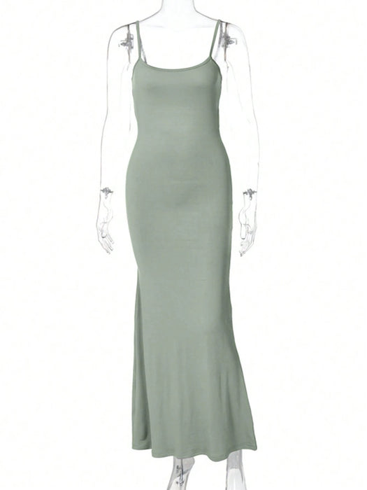 SHEIN INAWLY Vestido ajustado de unicolor y sin espalda para mujer, de verano - Quierox - Tienda Online